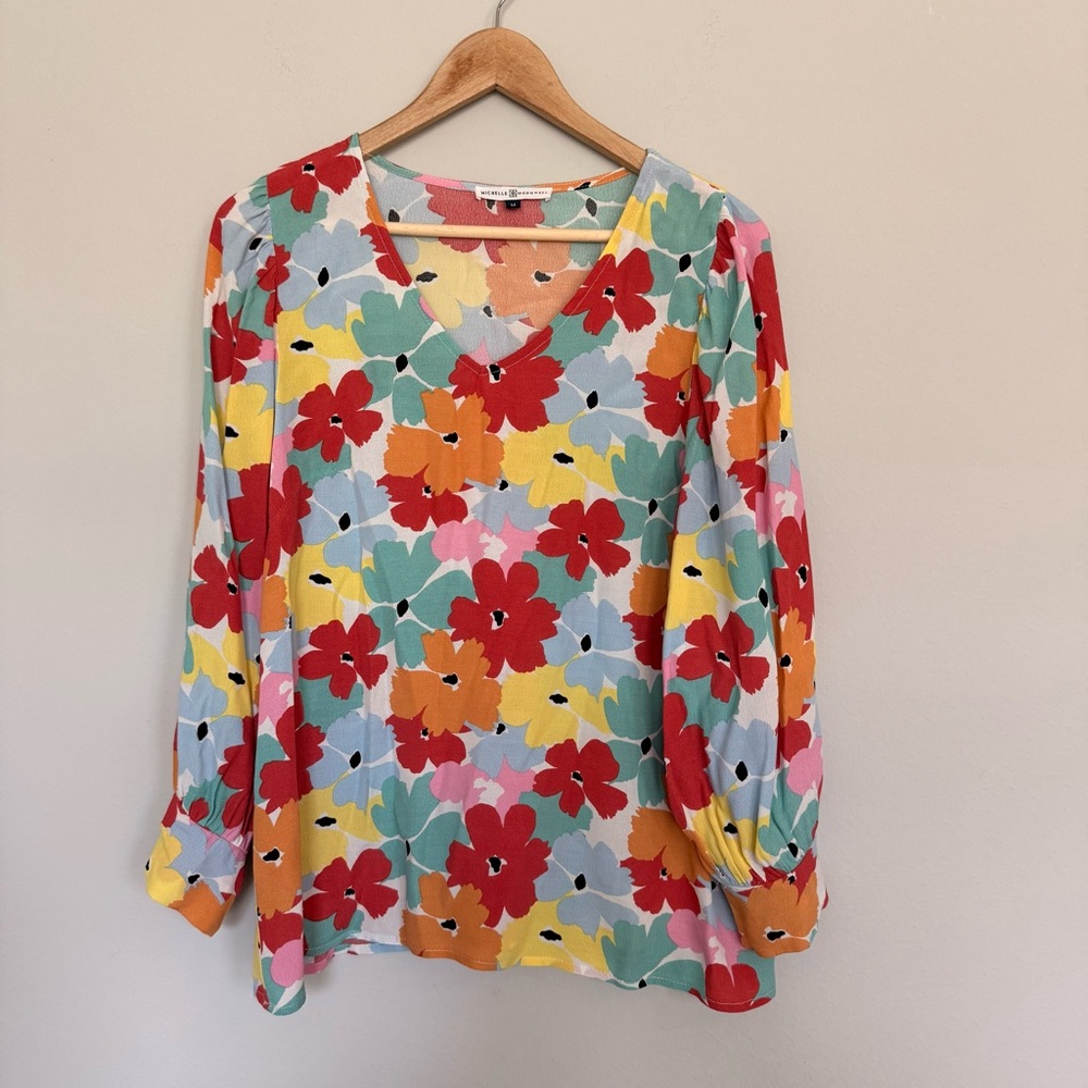 Michelle Mcdowell Floral V-Neck Women's Top